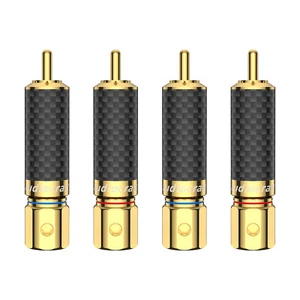 4pz Spina Senza Saldatura Placcata Oro Cavo Interconnessione Audio HiFi Connettore RCA - Foto 1 di 11