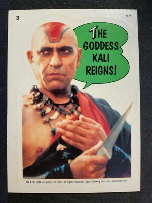 1984 Indiana Jones Temple Doom Sticker Card #3 Kali Reigns - Image 1 of 2