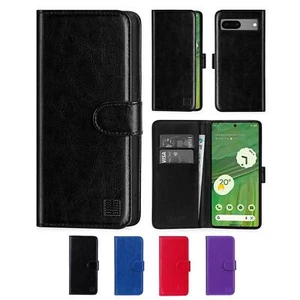 Case Cover For Google Pixel 7 6 8 7a Pro Synthetic Leather Flip Wallet - Picture 1 of 46