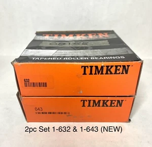 Timken 643 / 632 Tapered Roller Bearing Cone & Cup (2pc set) 1 of each included. - Picture 1 of 7