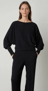 Velvet By Graham & Spencer Medium Black Pepper Dolman Sleeve Lux Rib Top - NWT - Picture 1 of 5