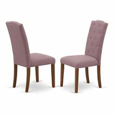 East West Furniture Celina 41" Fabric Dining Chair in Mahogany/Purple (Set of 2)