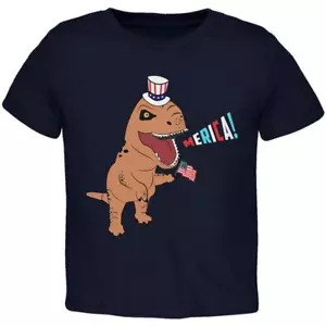 4th Of July Merica Patriotic T-Rex Dinosaur Toddler T Shirt - Picture 1 of 1