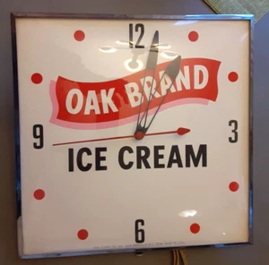 Vintage Original Eichenmarke Eiscreme Werbung Glas Pam Uhr von 1963 - schön!!! - Bild 1 von 5