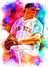 Roger Clemens Boston Red Sox 2/5 ACEO Fine Art Print By:Q