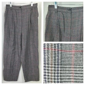 Vintage Bice High Waisted Black & Grey Glen Checked Trousers Size 10 - Picture 1 of 12