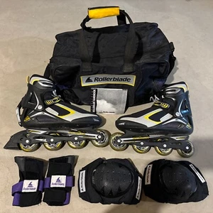 Rollerblades Zetra Blade Black & Yellow Mens Size US 11 EUC Manual Pads Bag - Picture 1 of 15