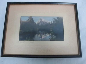 FOTOGRAFÍA ENMARCADA TEÑIDA A MANO GEORGE NOBLE de MT RUNDLE BANFF ALBERTA CANADÁ - Imagen 1 de 4