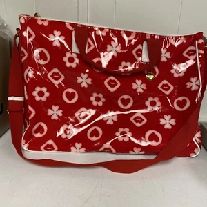 Moschino Parfum Large Tote Bag Red Hearts & Flowers 18” - Picture 1 of 15