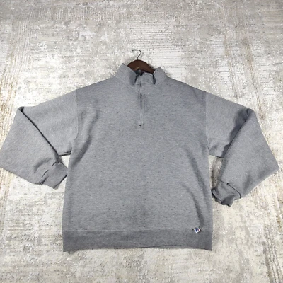 De Colección Russel Suéter Atlético Para Hombres M Gris 1/4 Cremallera Cuello Simulado Sudadera Envejecida Foto 1 de 4