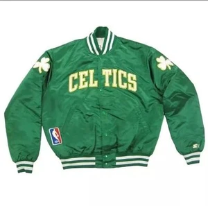 Boston Celtics Vintage 80s NBA Starter Jacket Larry Bird Porziņģis Green Sz M - Picture 1 of 12