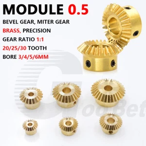 Module 0.5 Bevel Gear Brass 90° 1:1 Pairing 20/25/30 Tooth Miter Gear Precision - Picture 1 of 9