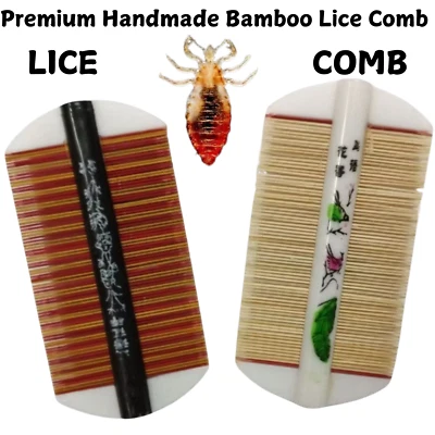 Combo Premium Handmade Bamboo Lice Comb – Fine-Tooth Natural Hair Care - Image 1 of 4
