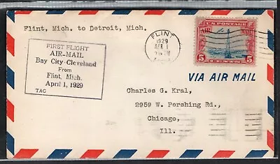USA 1929 FIRST FLIGHT COVER FLINT MI TO DETROIT - Image 1 of 2