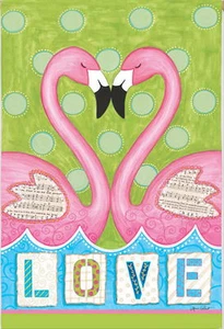 NEW LG EVERGREEN FLAG SUMMER VALENTINE'S LOVE PINK FLAMINGO TWO SIDED 29 X 43 - Picture 1 of 1