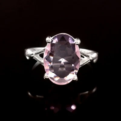 Anillo de joyería de piedras preciosas de topacio rosa de plata de ley 925 (todas las tallas EE. UU.) Foto 1 de 3