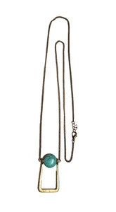 Blau Türkis Southwestern goldfarben Rechteck Stab Anhänger Halskette 31" Boho - Bild 1 von 24
