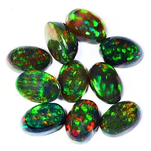 3.17 Ct VVS [10 Pcs Lot]  Oval 6.1 x 4.1 MM  Multi Color Dancing Black Fire Opal - Picture 1 of 5