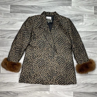 Abrigo de vestir vintage de piel de zorro Lily & Taylor para mujer 18 blazer estampado de guepardo Foto 1 de 4