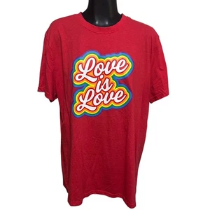 Target Damen T-Shirt L rot Regenbogen Love Is Love Tagless Kurzarm Rundhals weich - Bild 1 von 11