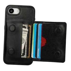  Compatible with iPhone 16e Wallet Case Credit Card Holder, Premium Black - Picture 1 of 7