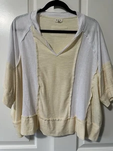 Camisa manga corta POL - acanalada amarilla y blanca - talla pequeña para mujer - de gran tamaño - Imagen 1 de 4