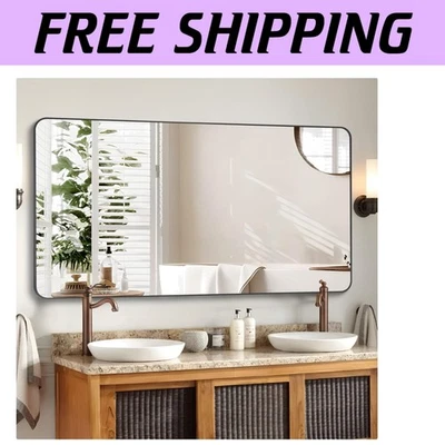 Espelho de vaidade de canto arredondado elegante 36" x 48" - Seguro e elegante para qualquer sala - Imagem 1 de 4