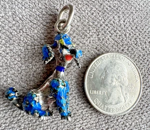 VINTAGE 925 STERLINGSILBER EMAILLE PUDEL CHARM ANHÄNGER 1,5" ITALIEN SEHR SELTEN - Bild 1 von 24