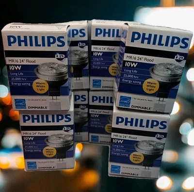 Lot Of 8 Philips MR16 24 Flood Light Bulb 10W LED Dimmable 9290002193 Halogen - Image 1 of 4