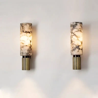 Luxury Natural Marble Wall Lamp Indoor Decora Lights 15.7" Bedside Wall Sconce - Image 1 of 4