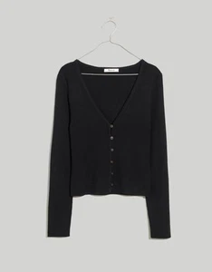 Madewell Black Long Sleeve Lightweight Crewneck Snowy Lace Cole Cardigan Size M - Picture 1 of 8