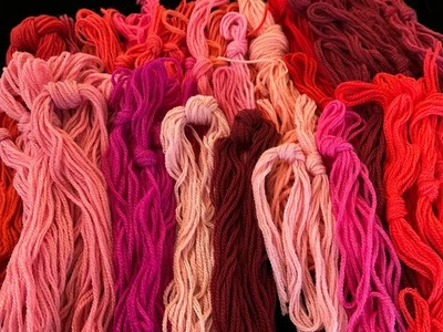 Paternayan Persian Yarn LARGE Lot REDS PINKS Needlepoint Tapestry Wool Remnants - Image 1 of 4