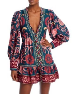 Farm Rio türkis Muschel Gobelin LENZING ECOVERO Viskose Minikleid Größe XS neu mit Etikett - Bild 1 von 8