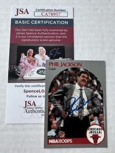 Phil Jackson Signed 1990 NBA Hoops Card JSA COA Chicago Bulls Lakers NYK RARE ! - Picture 1 of 2