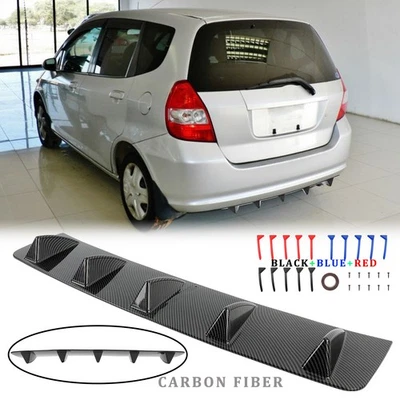 Carbon Rear Bumper Diffuser Lip Shark Spoiler Splitter For Honda Fit 2006-2020 - Image 1 of 4