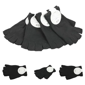Mens Women Teens Magic Fingerless Glove Winter Knit One Size Fashion Warm Black  - Picture 1 of 4