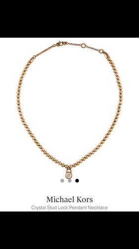 Collana Michael Kors Perline Oro & Ciondolo Cristallo Solitario $150 Vendita al dettaglio.