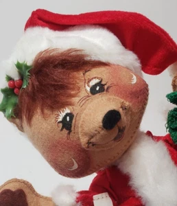 Oso de Papá Noel Annalee 1987 con bolsa cara pintada a mano 8 pulgadas - Imagen 1 de 10