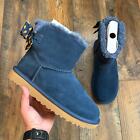 NEW UGG Women’s Mini Bailey Bow Retro Spots Blue Yellow Dot Pull On Boots Size 7