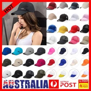 Plain Trucker Hat Unisex Adjustable Mesh Back Baseball Cap Snapback Visor Blank↖ - Picture 1 of 68