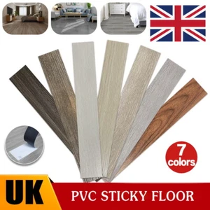 FLOOR PLANKS TILES SELF ADHESIVE WOOD EFFECT VINYL FLOORING KITCHEN BATHROOM UK - Picture 1 of 18