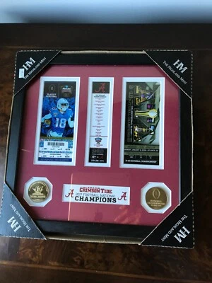 Boletos réplica campeones Alabama Crimson Tide 13x13 enmarcados 2017 con 2 monedas Foto 1 de 4