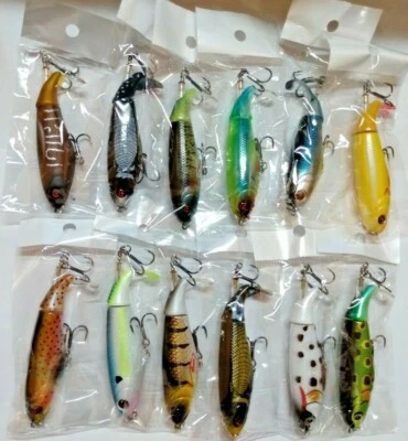 Whopper Plopper 90 style 105mm 17g Topwater Popper Fishing Lure-Lot of 12 colors - Image 1 of 4