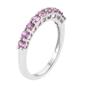 Schlicht und elegant aussehender Ring Sterlingsilber rhodiniert mit rosa Sapp... - Bild 1 von 3