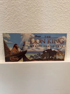 DISNEY STORE GIFT CERTIFICATE $5 Lion King 1995 - Picture 1 of 2