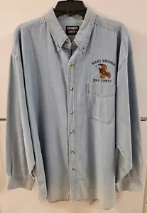 MEN'S OUTRAGEOUS SPORTS DENIM SHIRT (Size XL) - West Virginia Wild Turkey - Picture 1 of 8