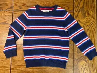 NWOT Mini Boden Navy Sparkle Sweater with Red and White Stripes Girls Size 5-6 - Image 1 of 2