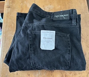 CALVIN KLEIN - 90s Loose Jeans - BLACK - Skater Denim W36 L32 BNWT - Picture 1 of 3