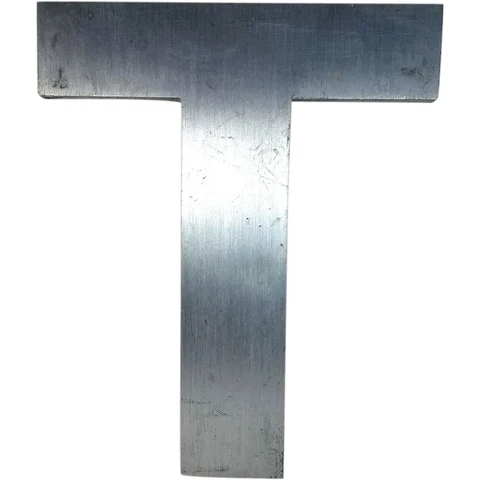 Vintage American Spanjer Brothers Brushed Aluminum Letter T Building Sign c.1950 Cover