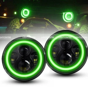 7inch Green Halo LED Headlights DRL Lights Combo Kit For Jeep Wrangler JK TJ LJ - Picture 1 of 9